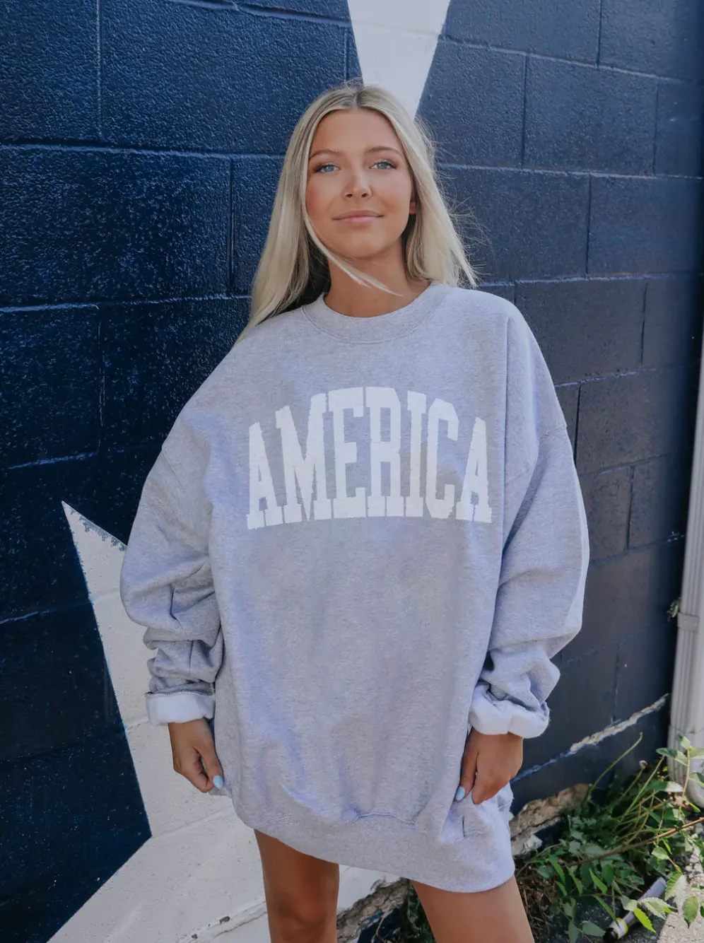 friday   saturday: america collegiate sweatshirt - heather grey