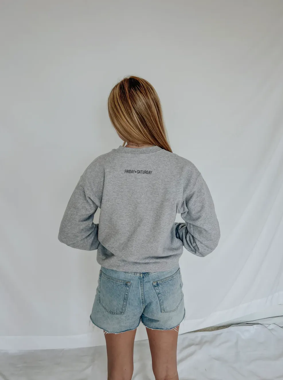 friday   saturday: america collegiate sweatshirt - heather grey