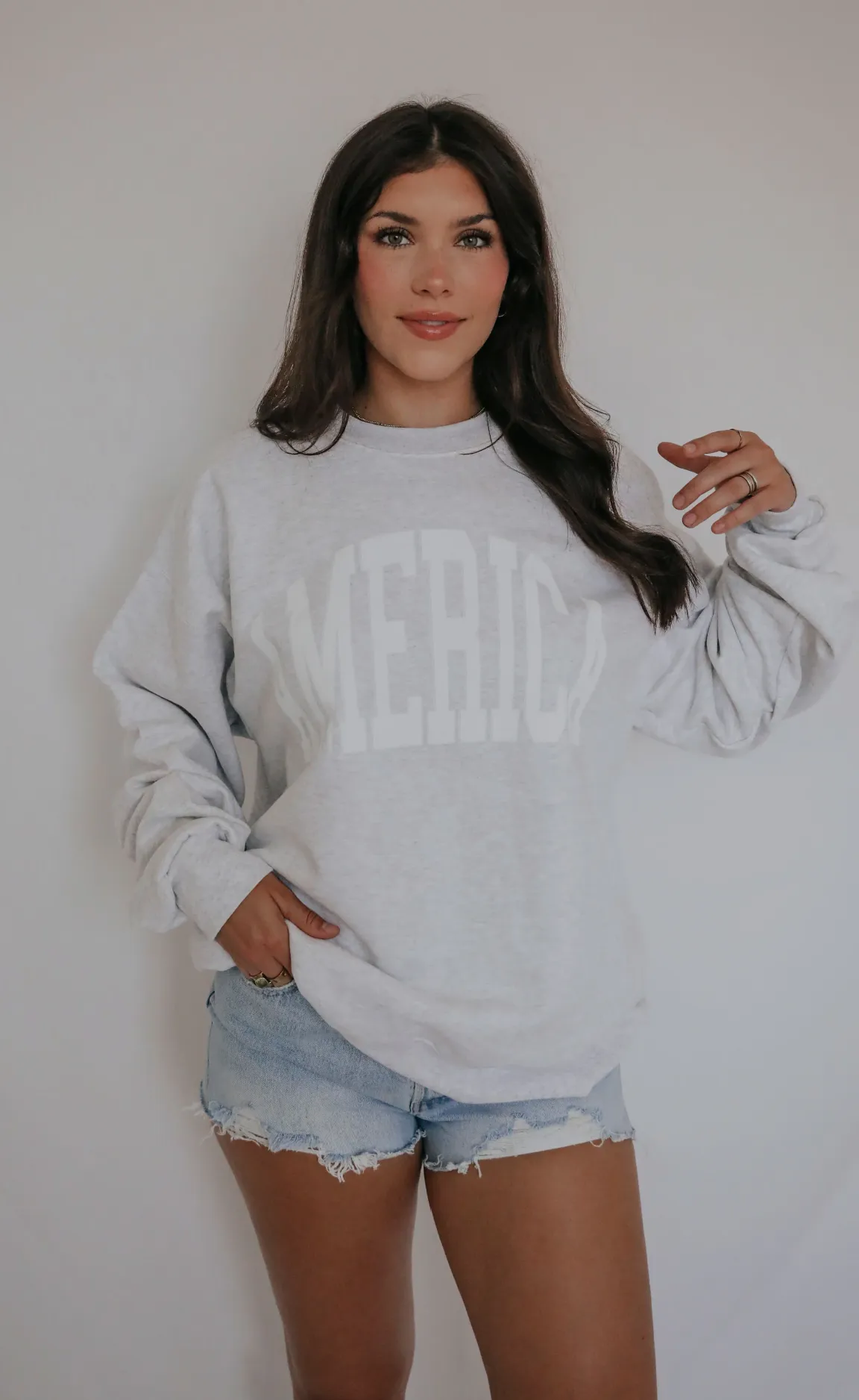 friday   saturday: america collegiate sweatshirt - heather grey