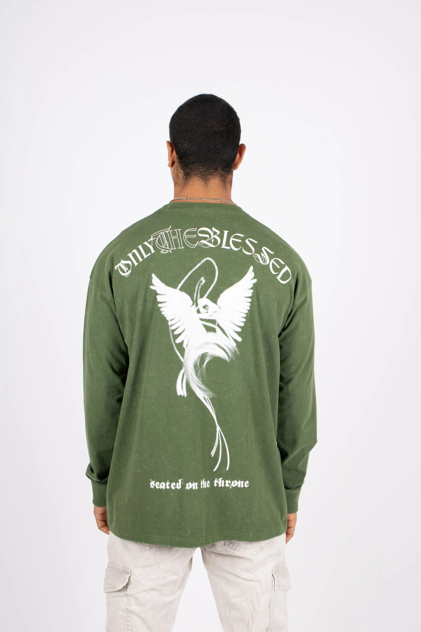 Green Long Sleeve T - Only the blessed