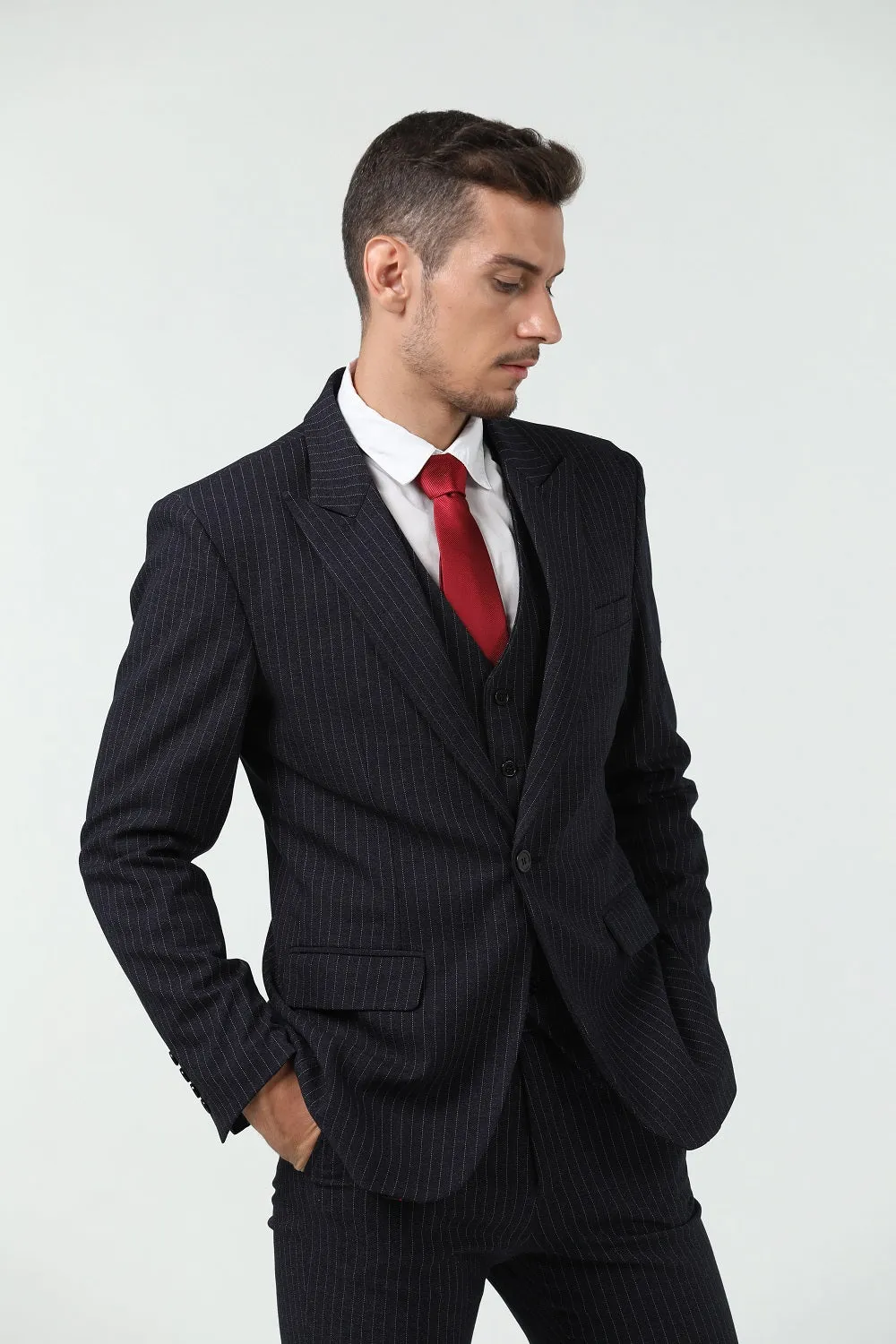 Grey Black Navy Slim Fit Formal Party Business 3 Piece Men Suits
