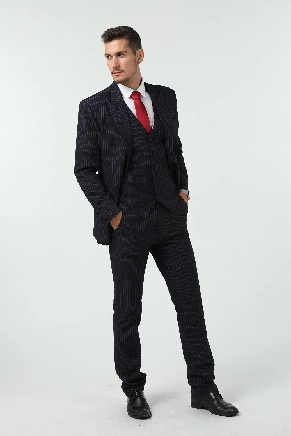 Grey Black Navy Slim Fit Formal Party Business 3 Piece Men Suits
