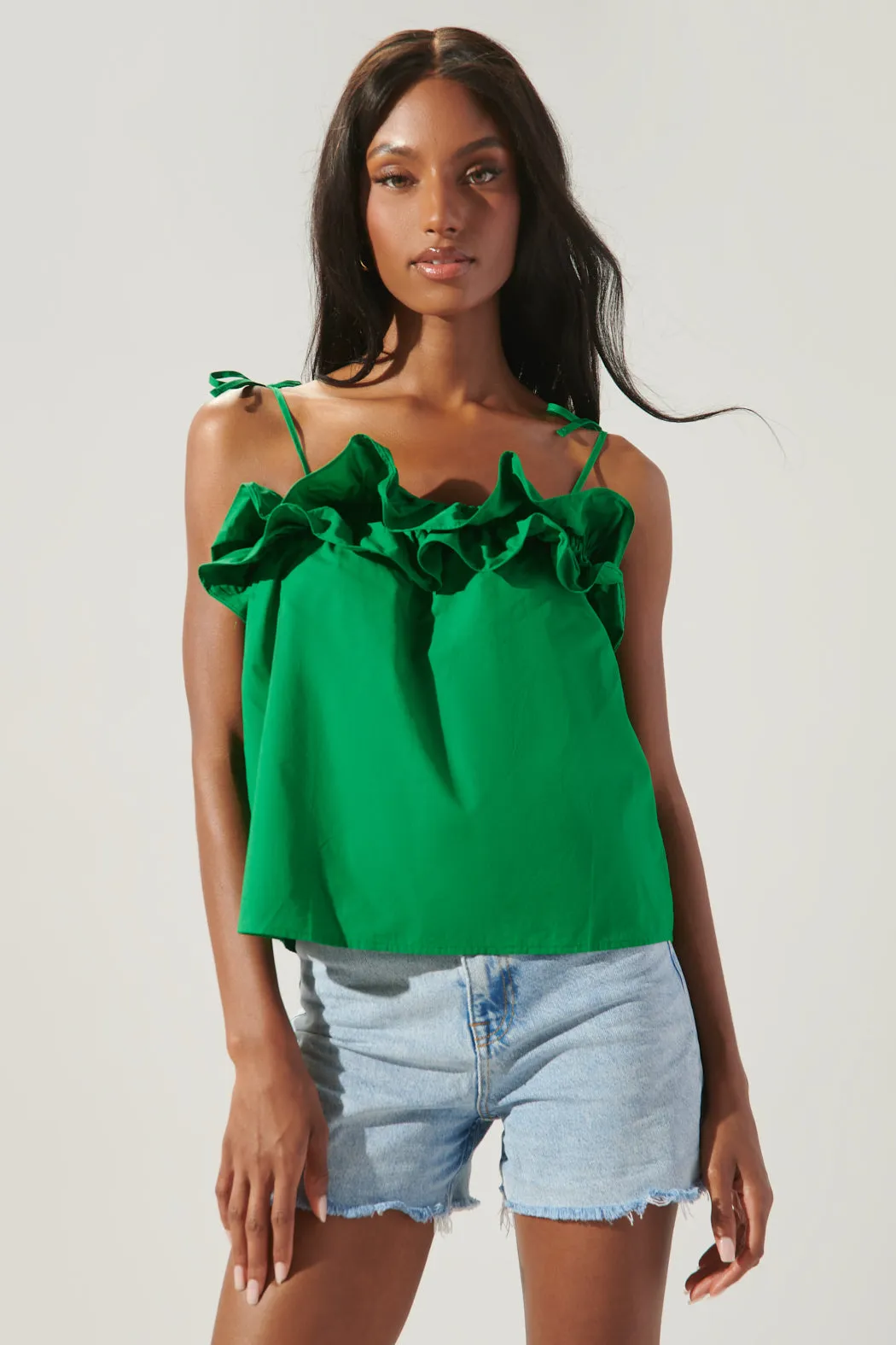 Harlett Ruffle Tie Strap Tank