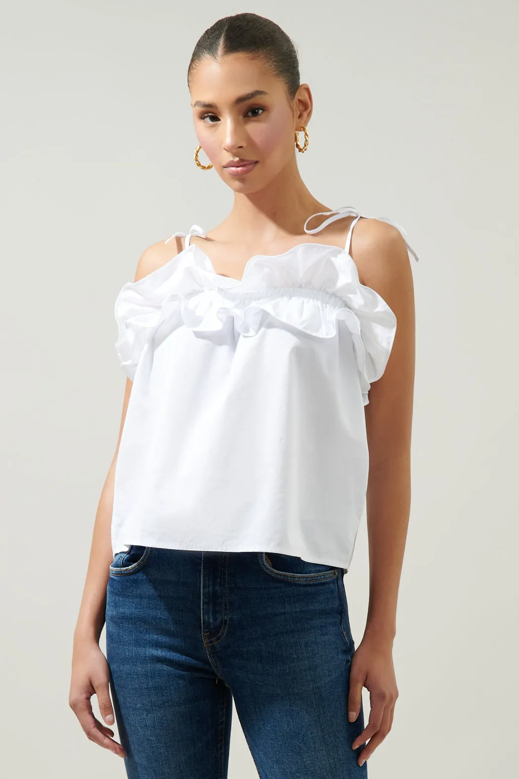 Harlett Ruffle Tie Strap Tank