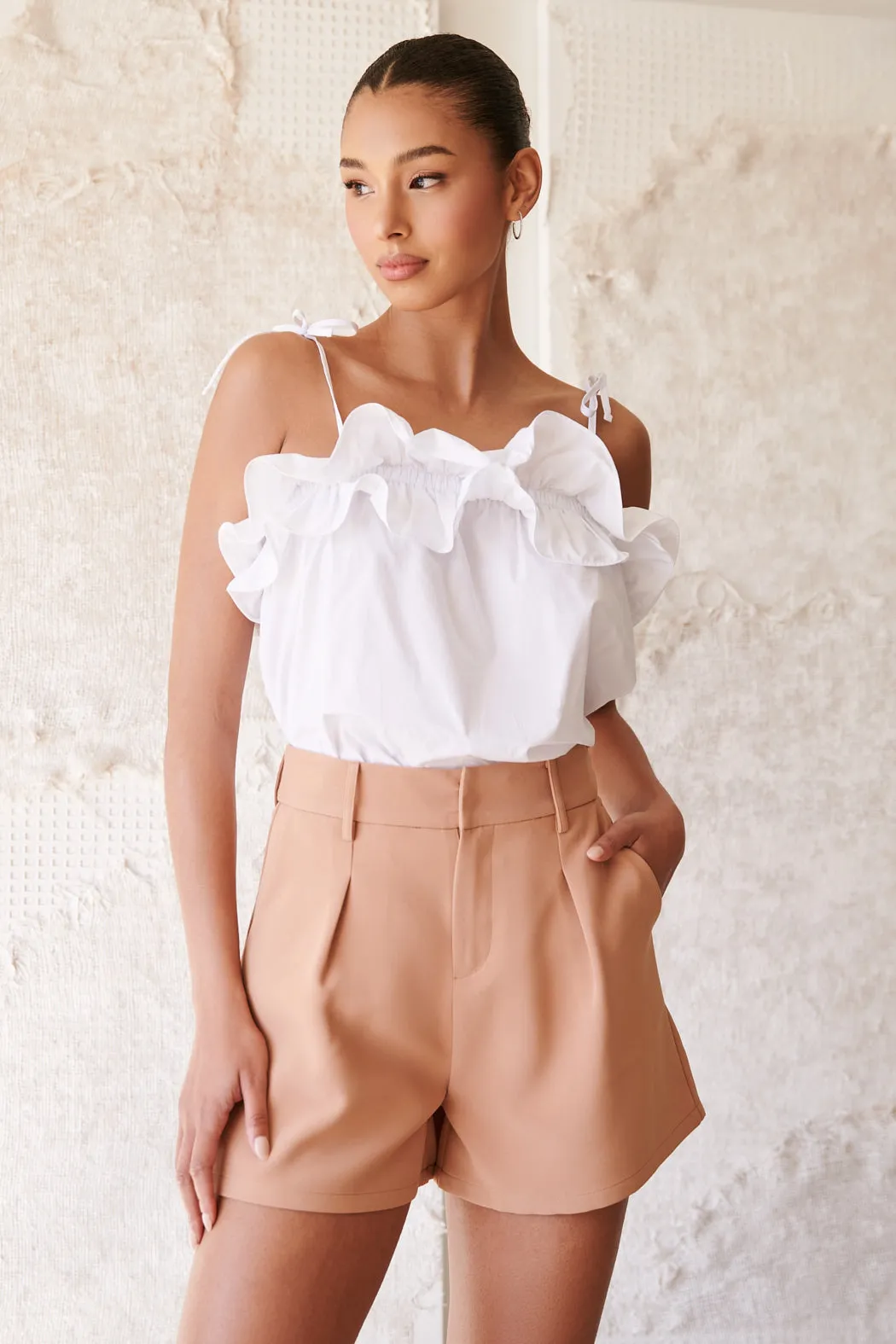 Harlett Ruffle Tie Strap Tank