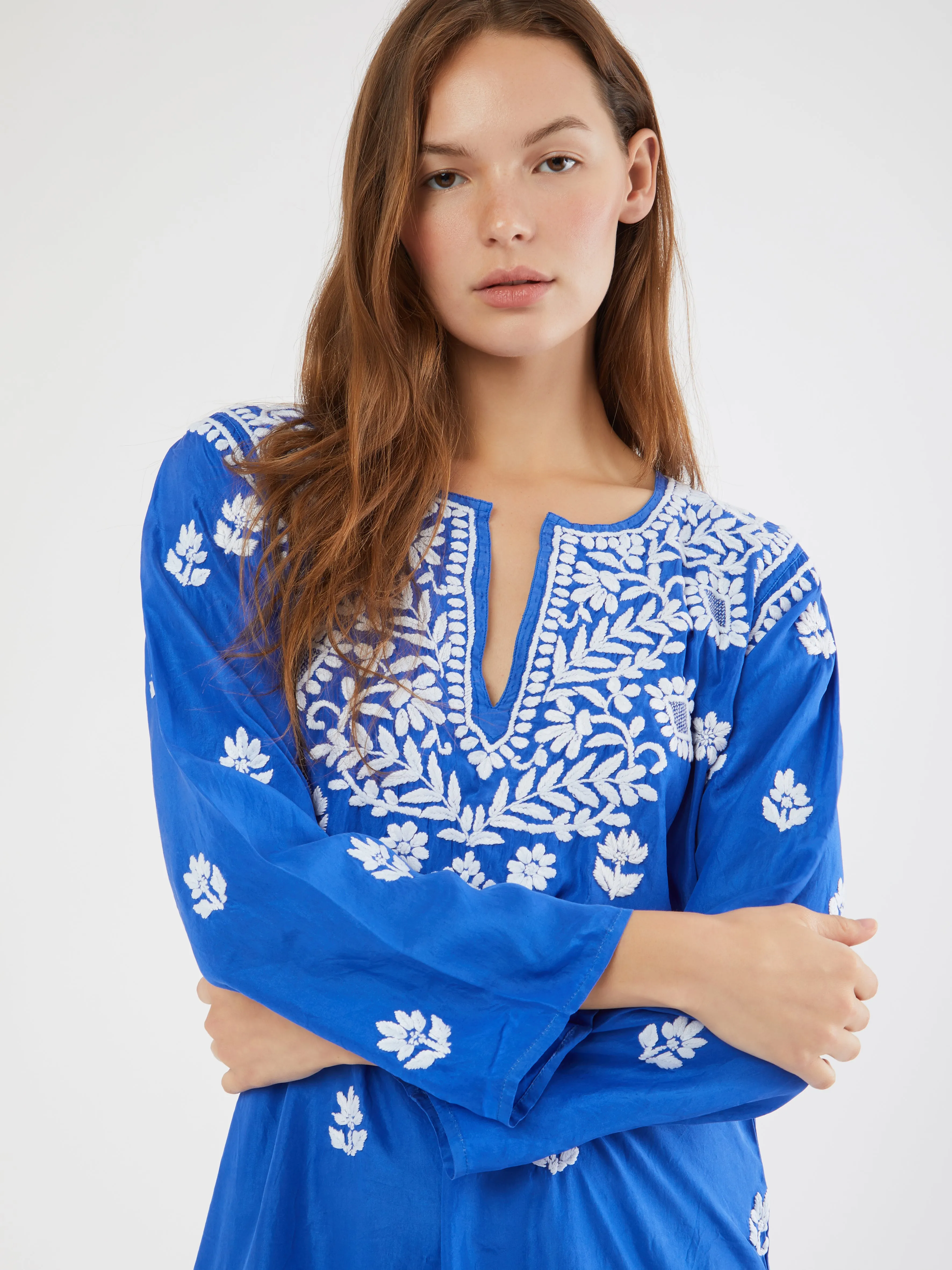 Indian silk embroidered kaftan