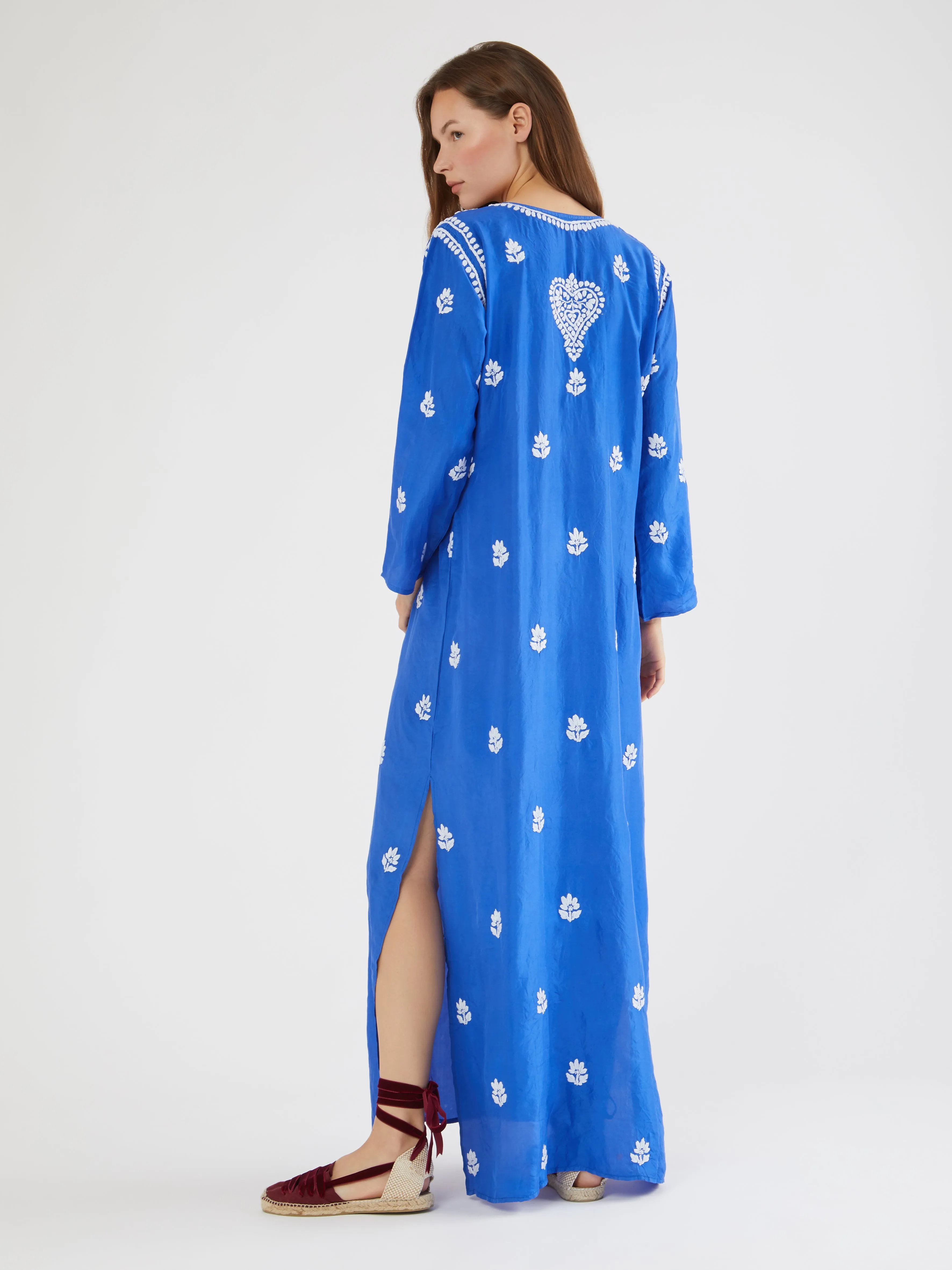 Indian silk embroidered kaftan