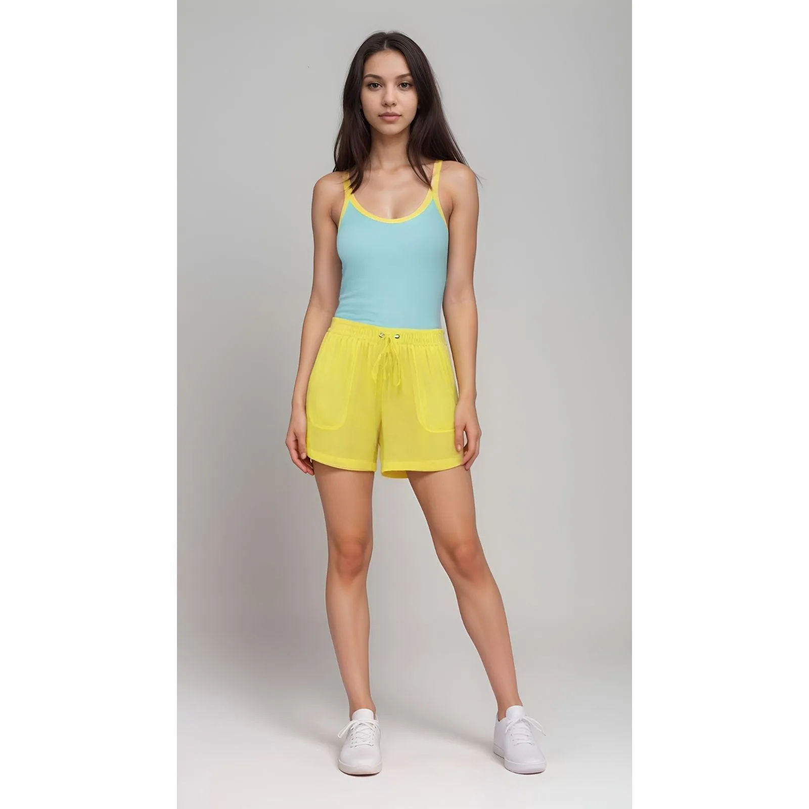 Inela Blue Scoop Cami Top