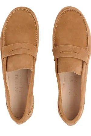 Jamie Haller Suede Penny Loafer in Clove