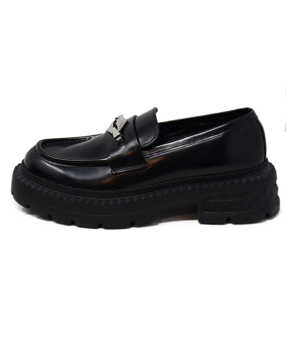Jimmy Choo Black Leather Platform Loafers sz 9