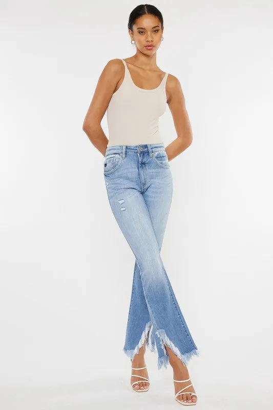 Kan Can High Rise Leg Distress Bootcut Jeans