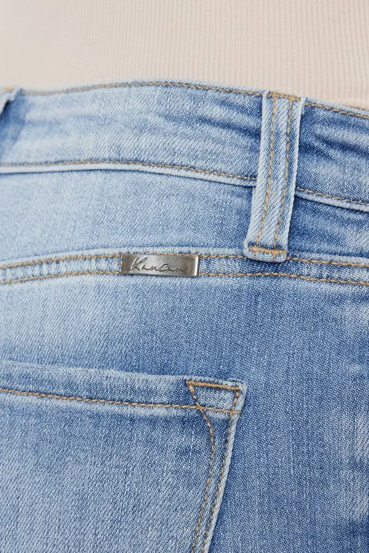 Kan Can High Rise Leg Distress Bootcut Jeans