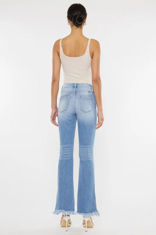 Kan Can High Rise Leg Distress Bootcut Jeans