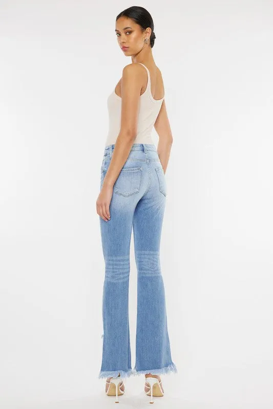 Kan Can High Rise Leg Distress Bootcut Jeans