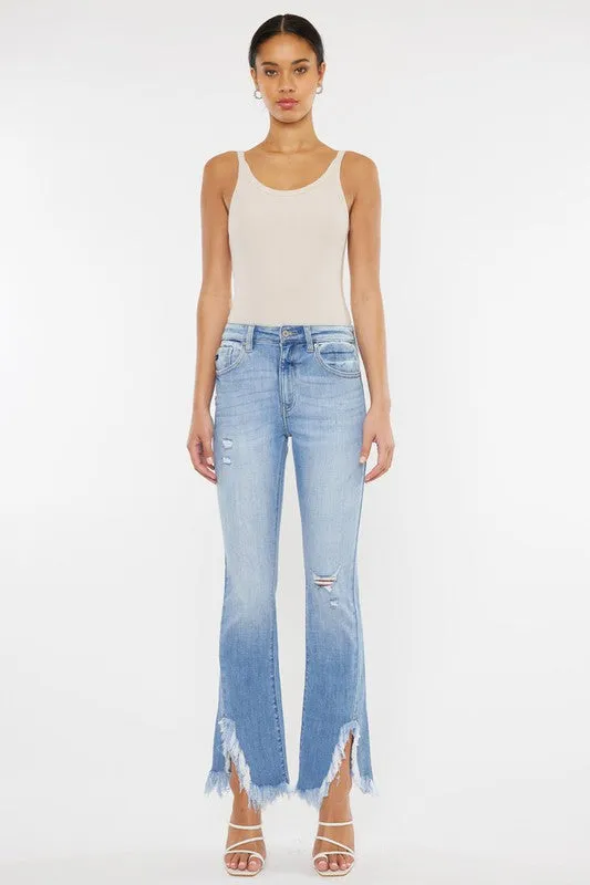 Kan Can High Rise Leg Distress Bootcut Jeans