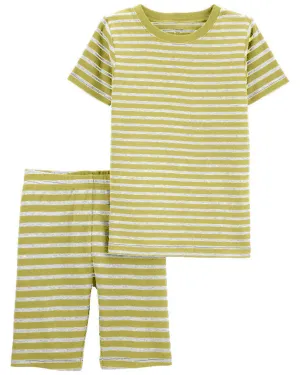 Kids T-Shirt & Short Set Stripes Mustard - Mini Charm