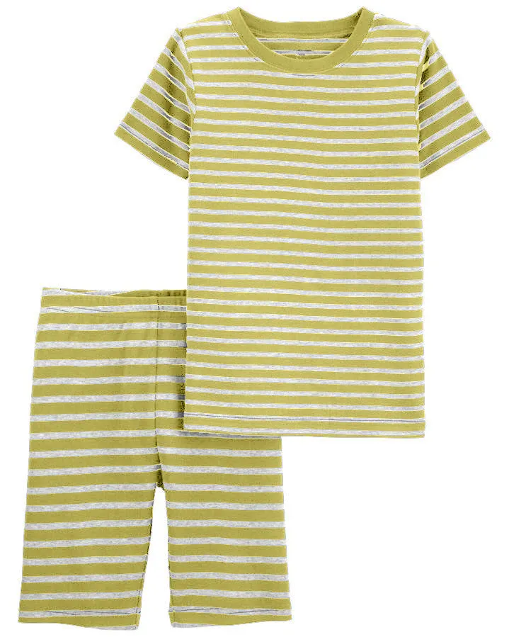 Kids T-Shirt & Short Set Stripes Mustard - Mini Charm