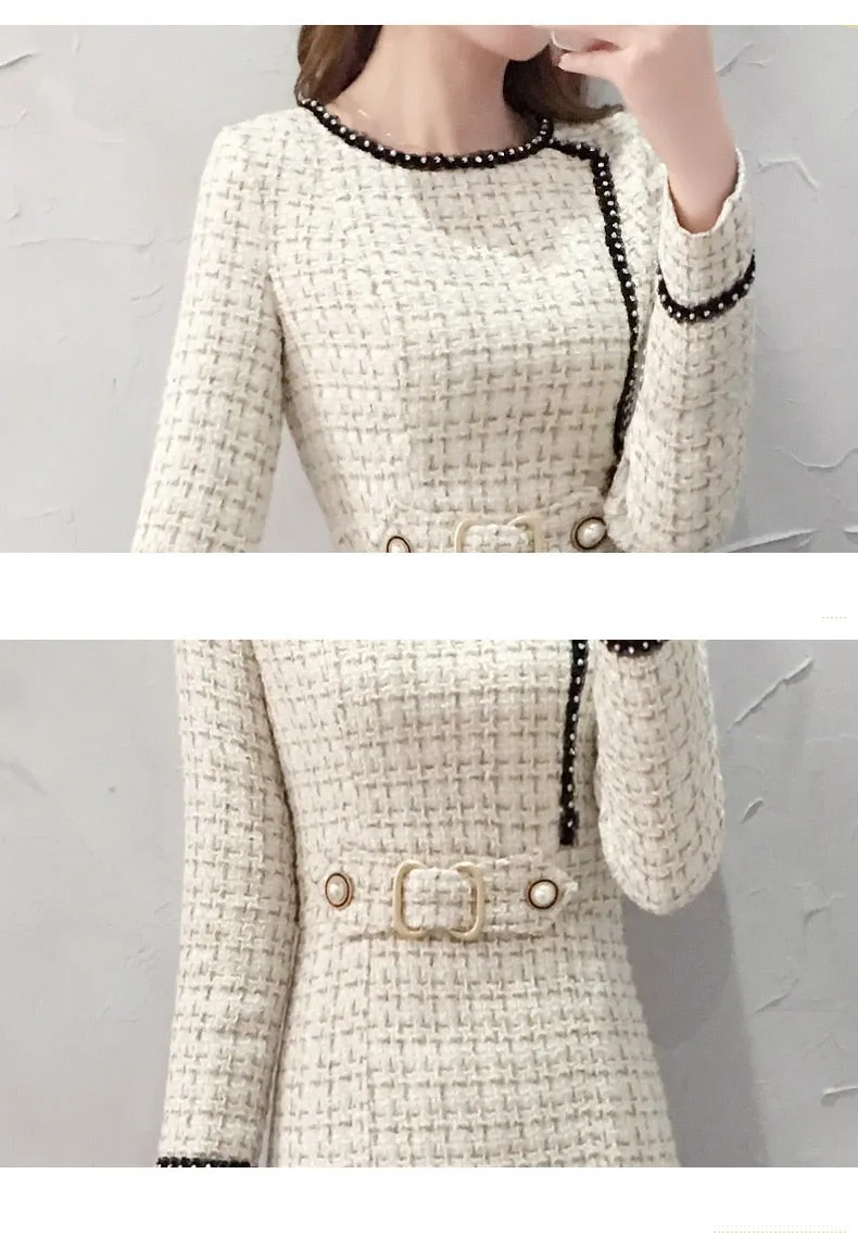 Lauren London Tweed Wool Plaid Elegant Dress