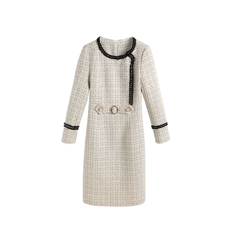 Lauren London Tweed Wool Plaid Elegant Dress