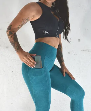Liv Pocket Ladies Scrunch Leggings - Teal