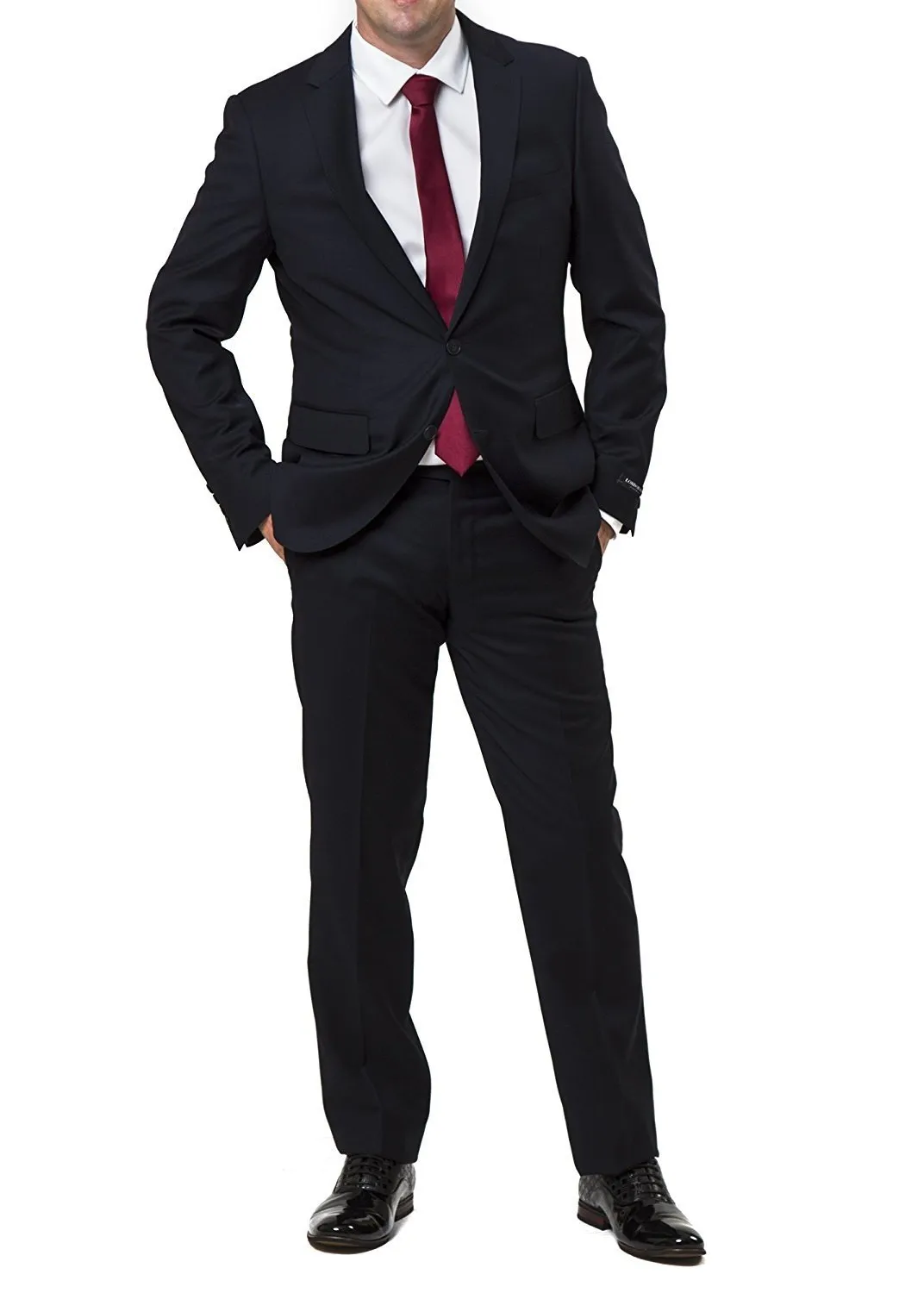 London Fog Men's Savy Slim Fit 2-Piece Single Breasted Solid Wool Suit - Colors - CLEARANCE, FINAL SALE!