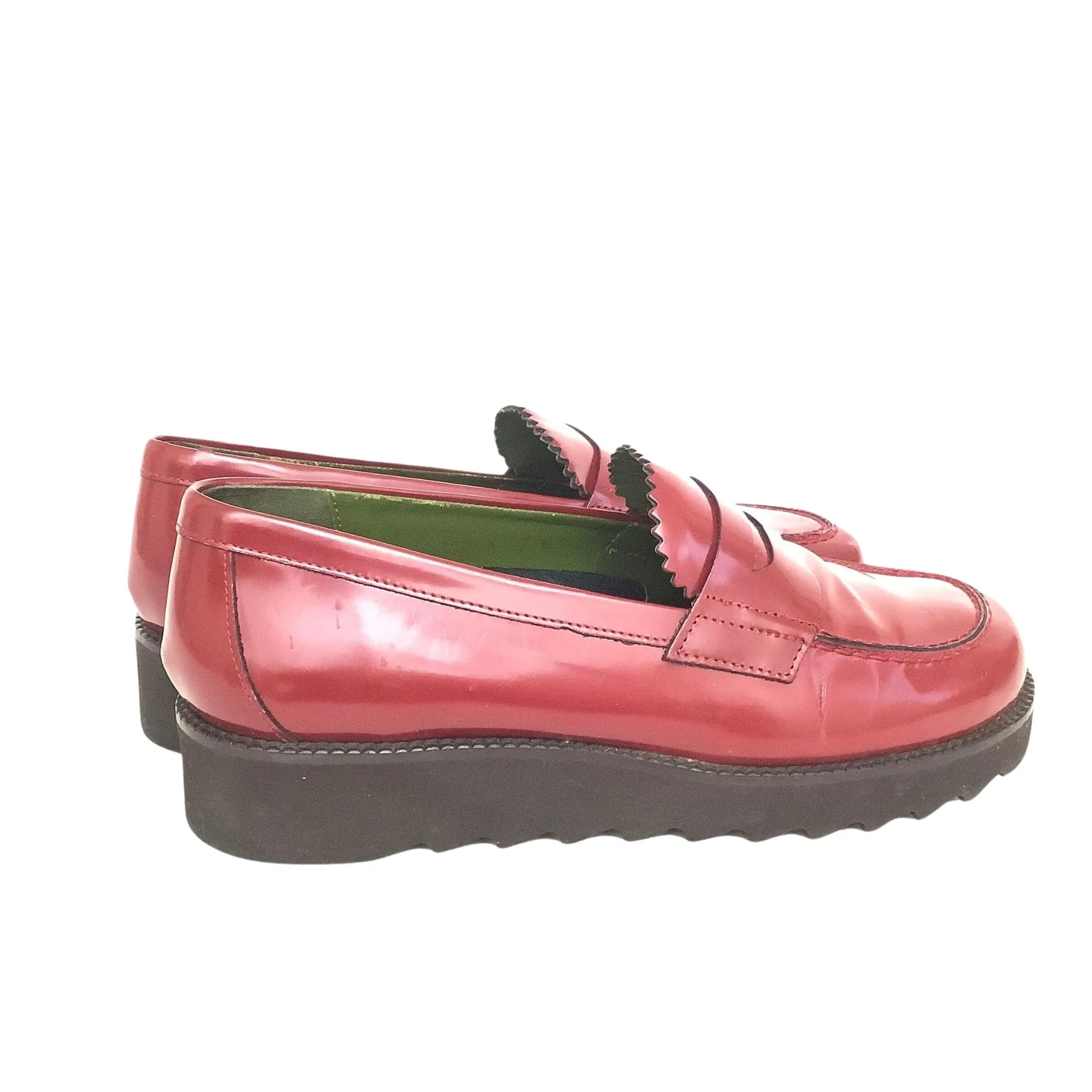 Lug Sole Red Loafers