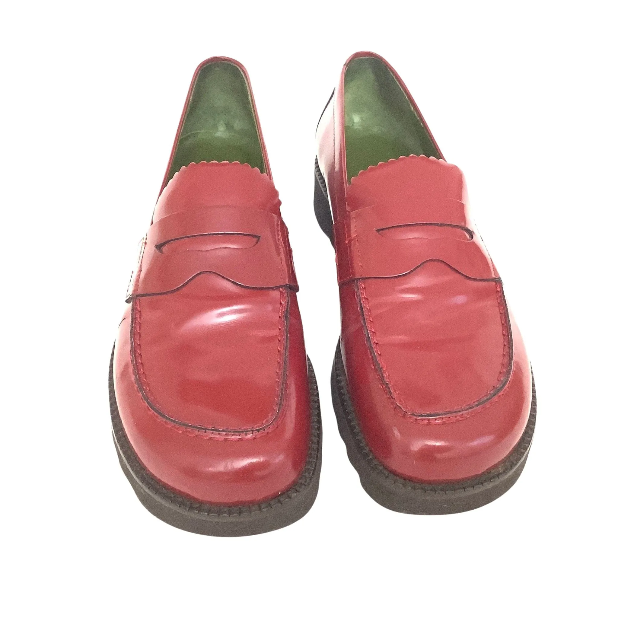 Lug Sole Red Loafers