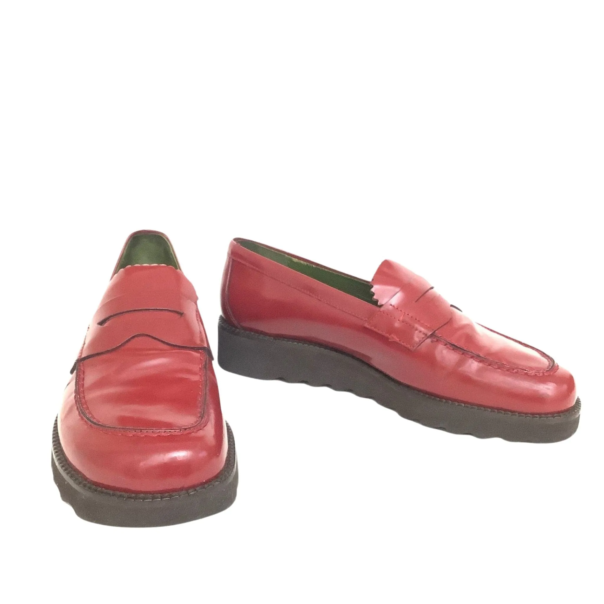 Lug Sole Red Loafers