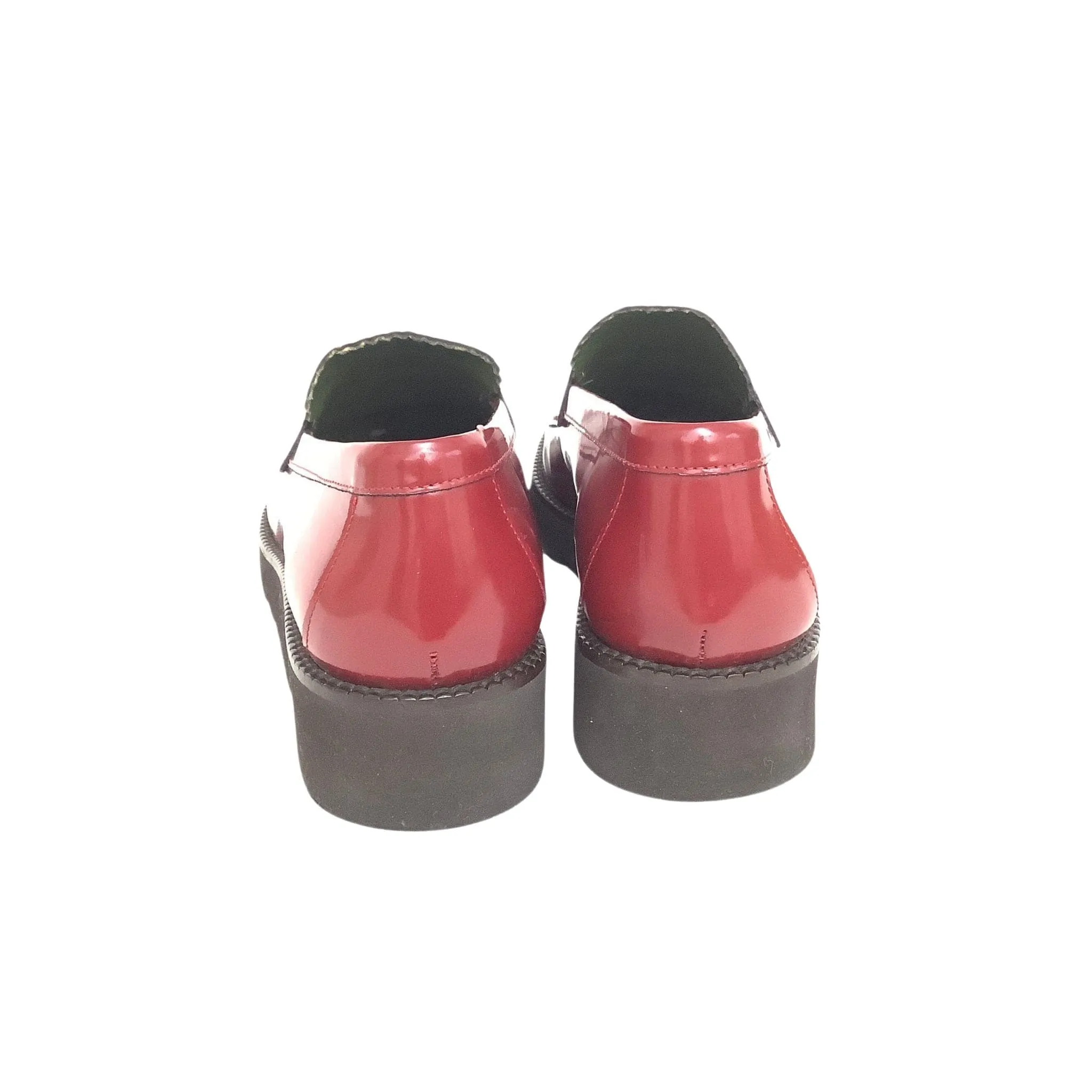Lug Sole Red Loafers