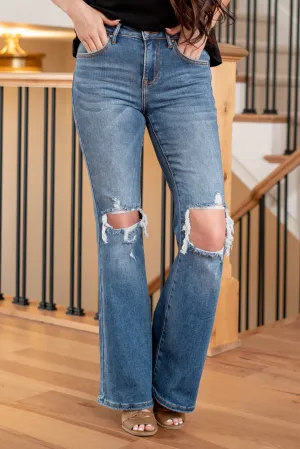 Maeve Mid Rise Distressed Flare