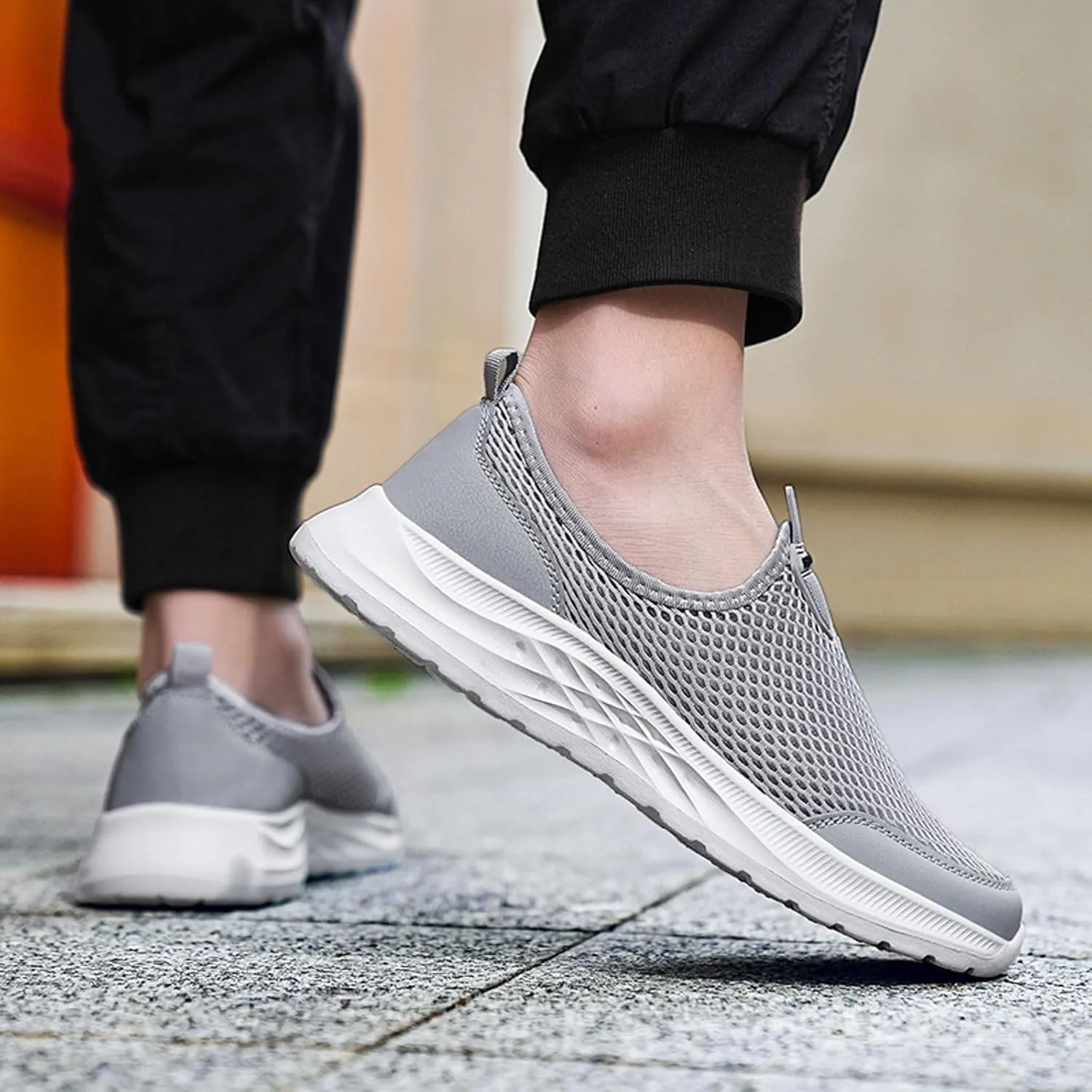 Men's Orthopedic Comfortable Slip-On Shoes Lightweight Breathable Slip On Running Shoe Supportive Walking Shoes
