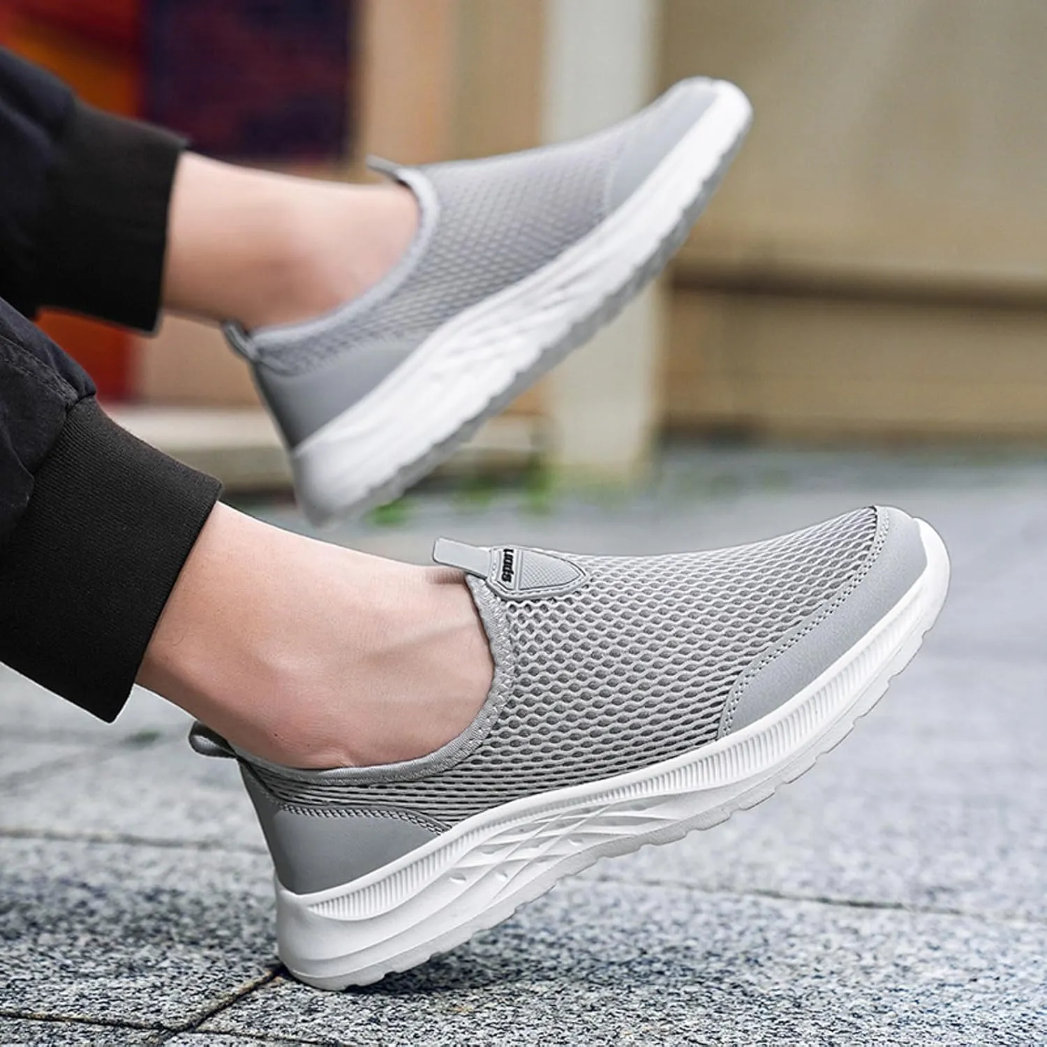 Men's Orthopedic Comfortable Slip-On Shoes Lightweight Breathable Slip On Running Shoe Supportive Walking Shoes