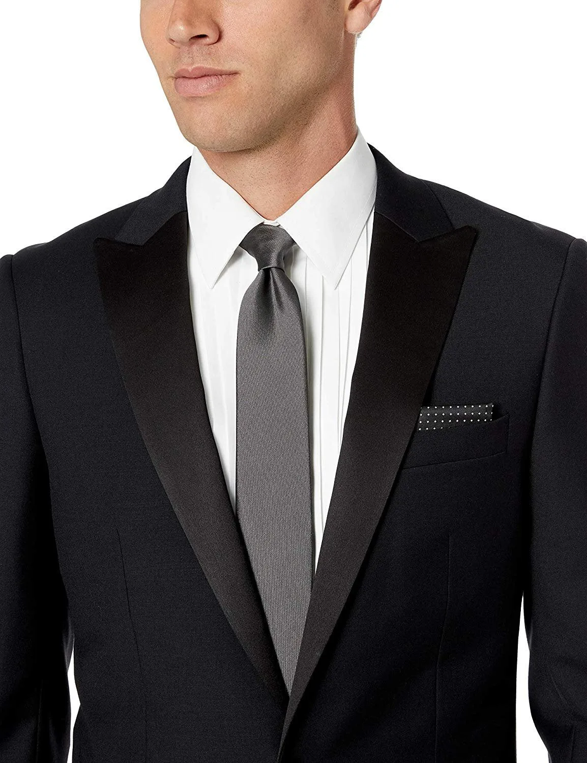 Men's Regular Fit 100% Wool 1-Button Peak Lapel Two-Piece Tuxedo Suit