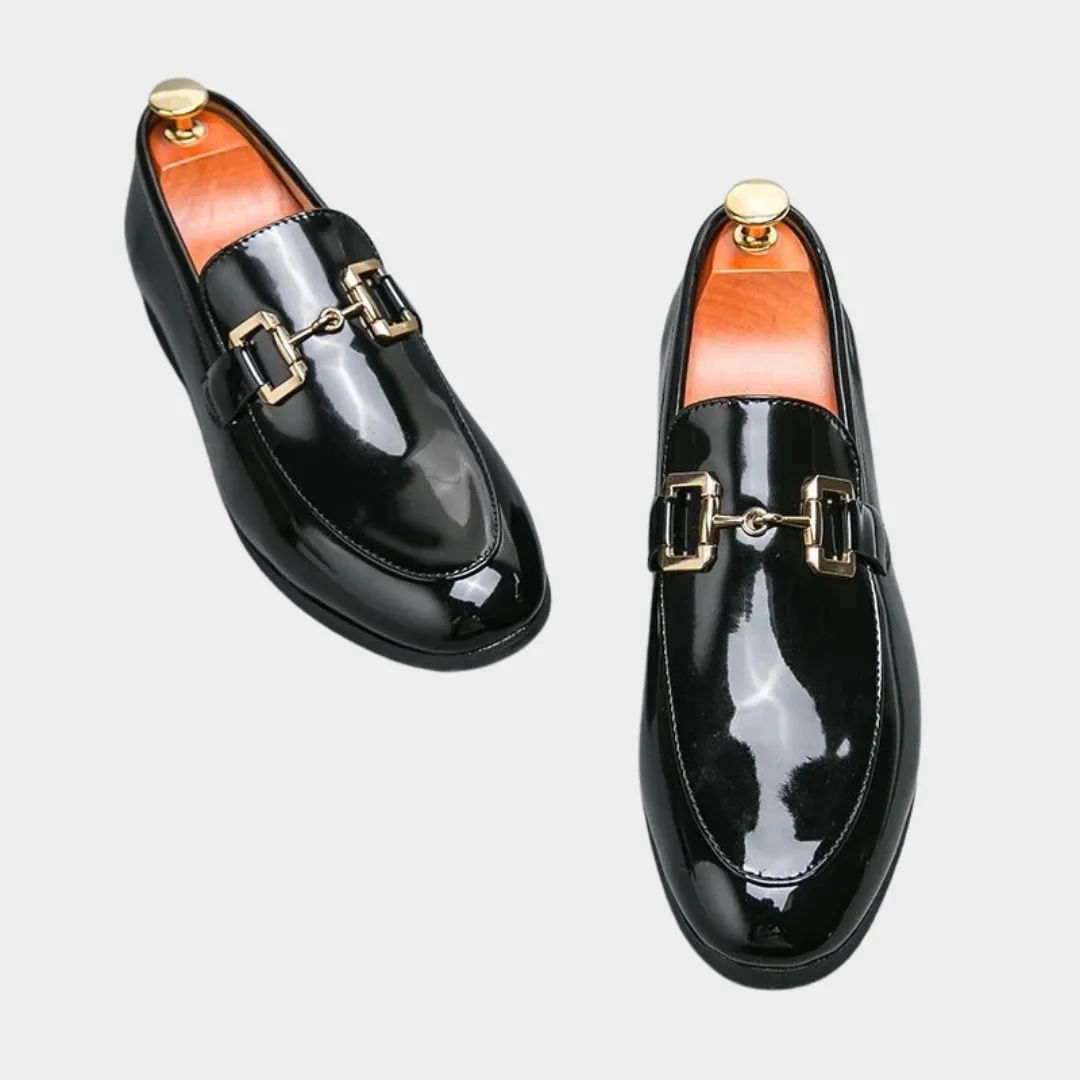 Mens Vegan Leather Loafers  Formal & Casual Shoes  Buckle Detail  Black