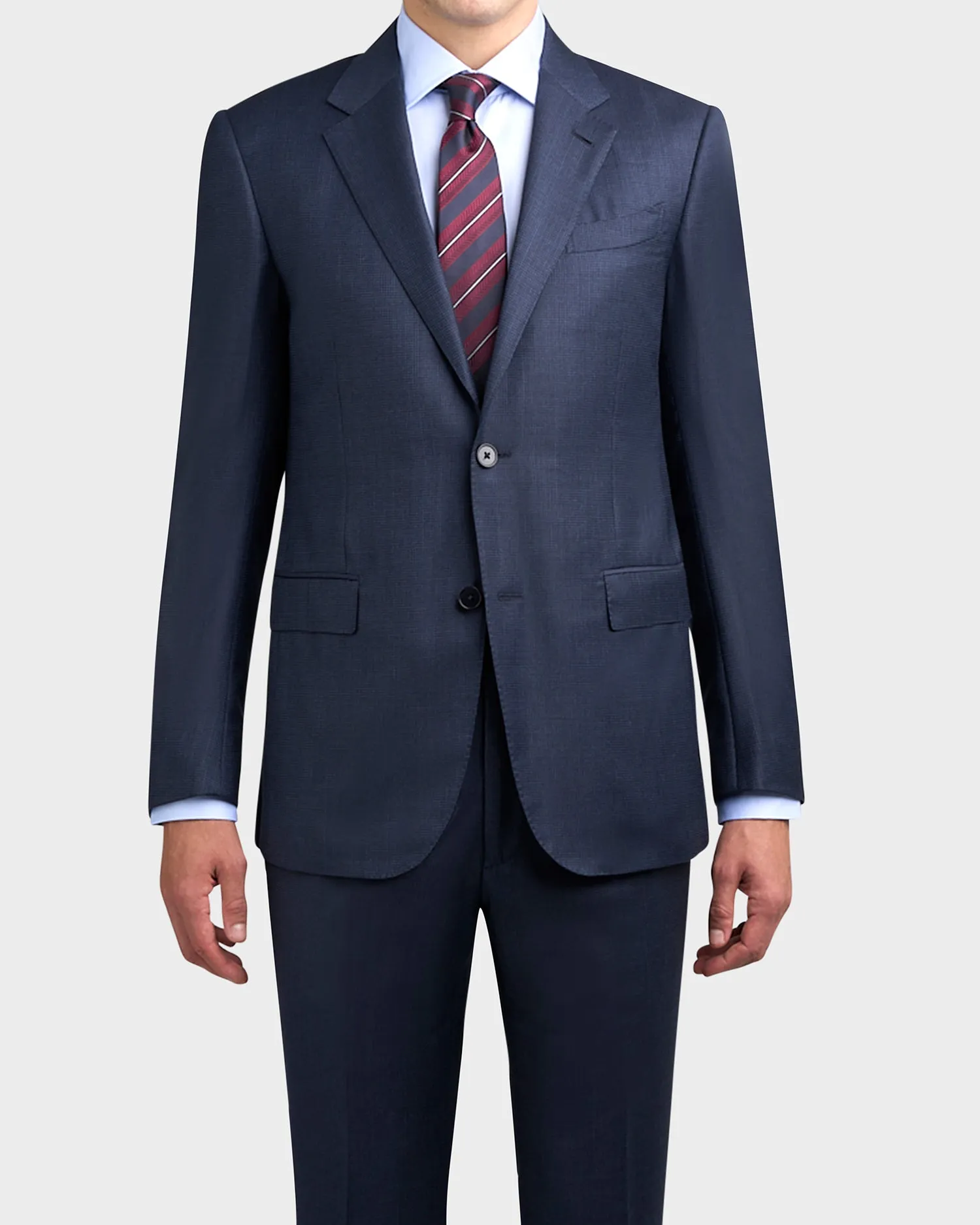 Mid Blue With Fine Check Achillfarm Wool Silk Suit