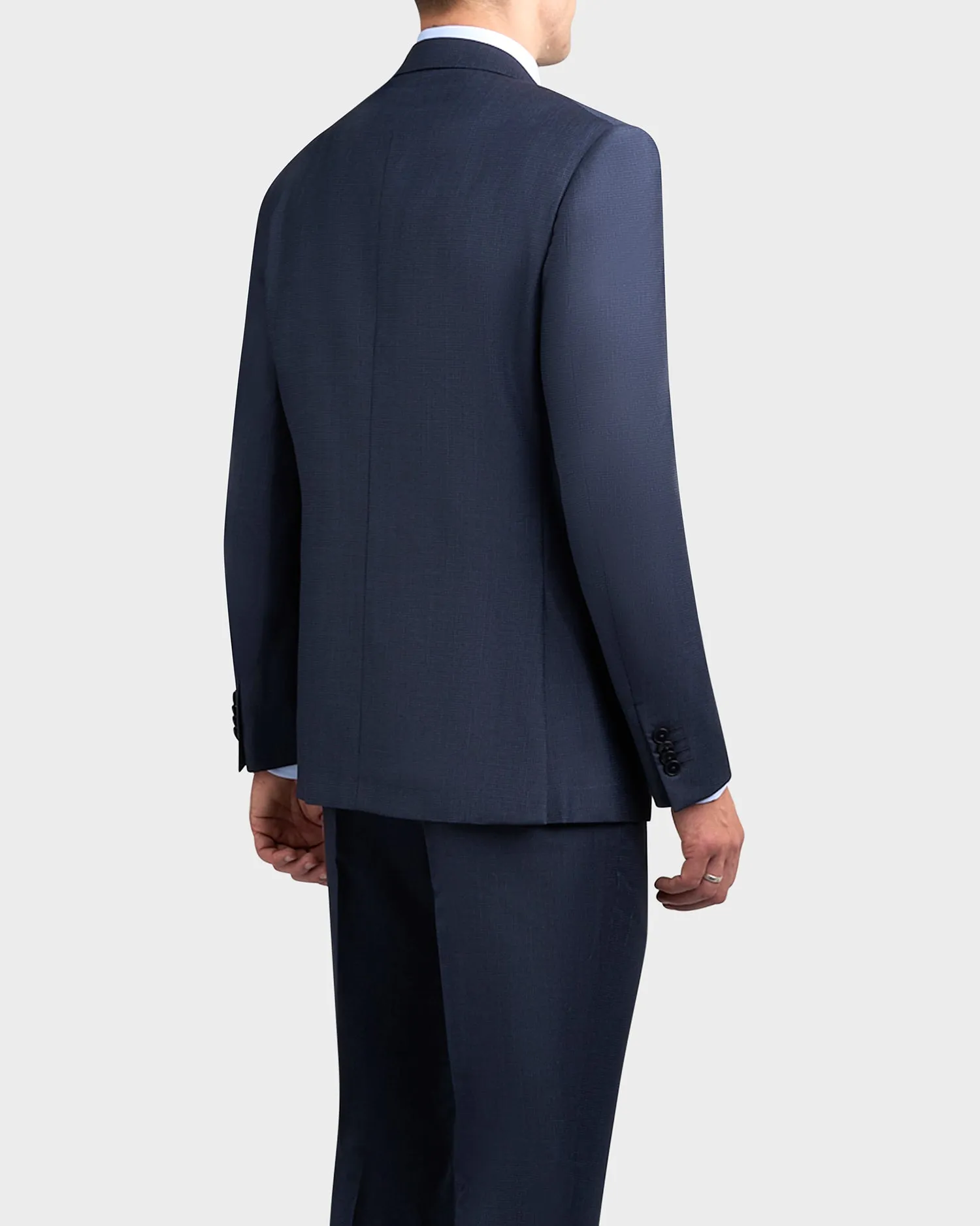 Mid Blue With Fine Check Achillfarm Wool Silk Suit