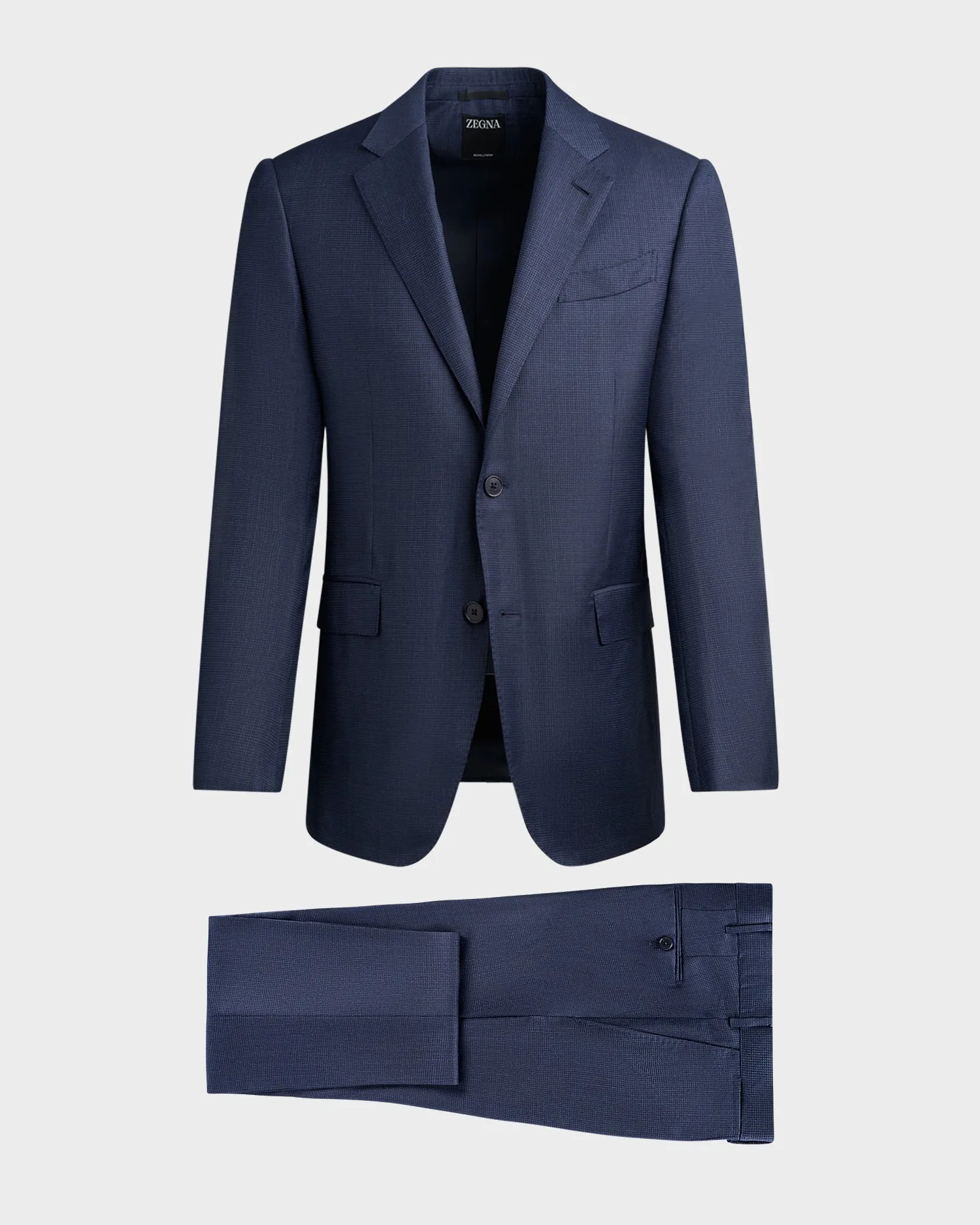 Mid Blue With Fine Check Achillfarm Wool Silk Suit