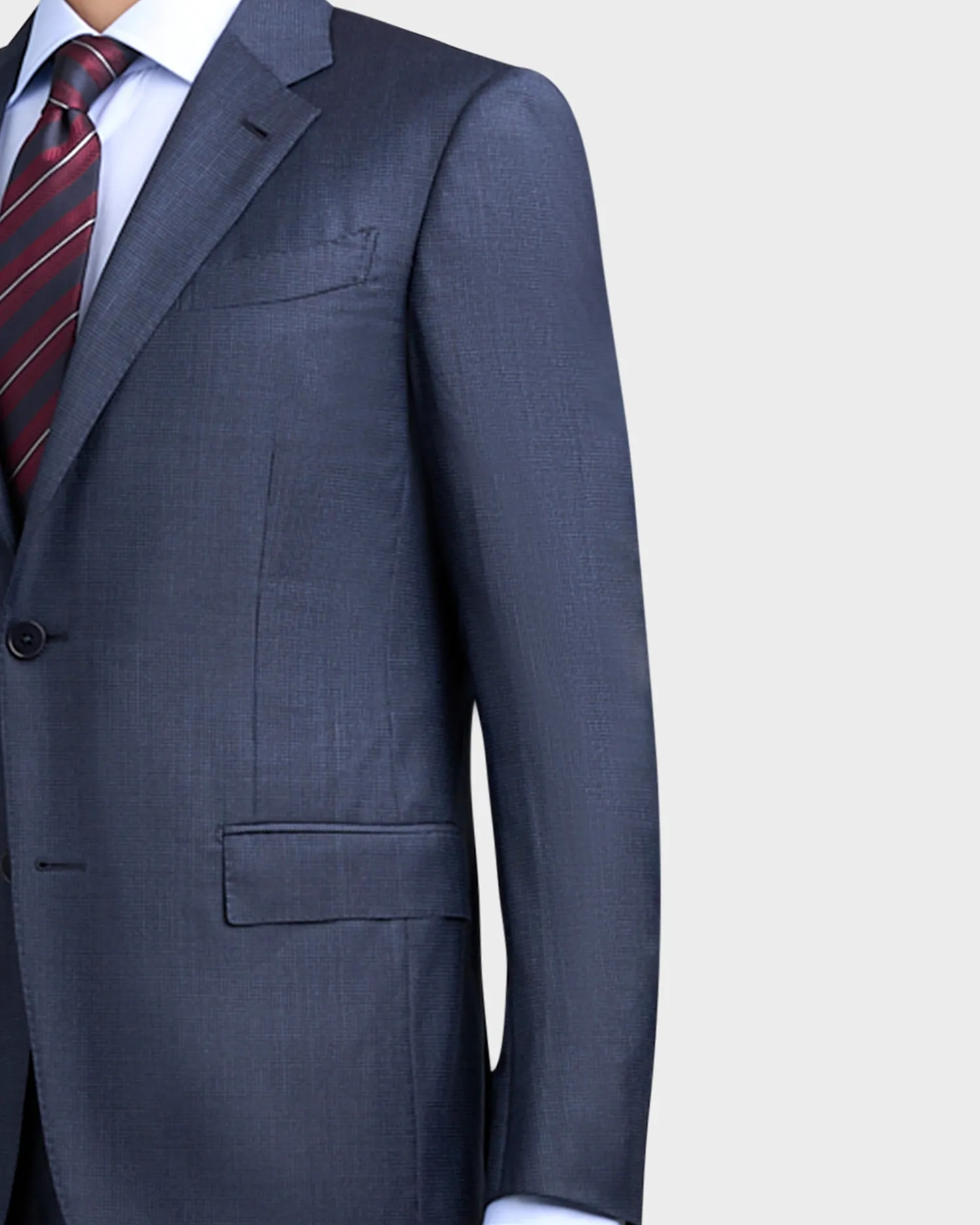 Mid Blue With Fine Check Achillfarm Wool Silk Suit