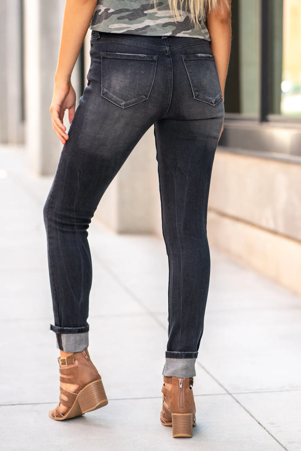 Mid Rise Distressed Skinny