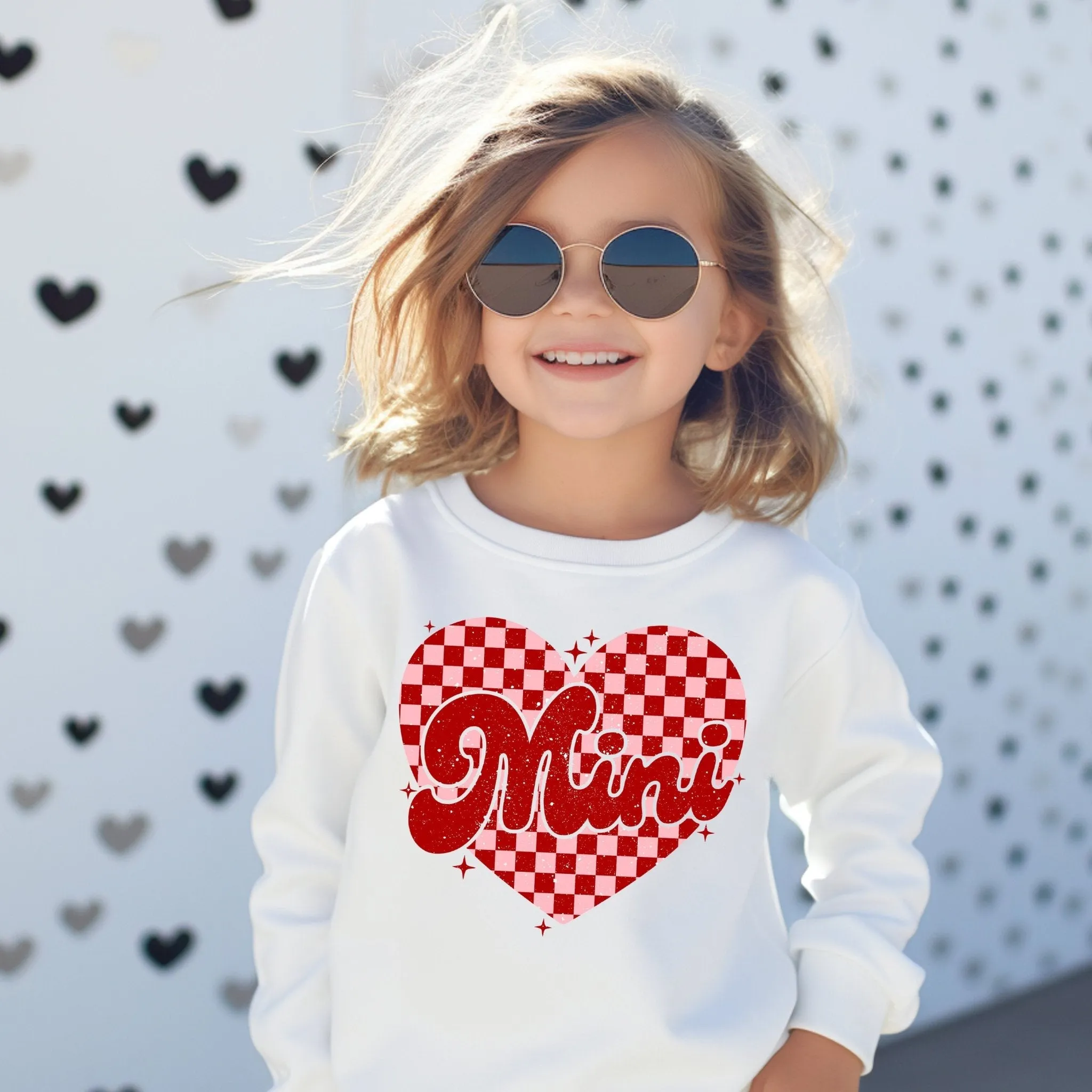 Mommy and Me Valentines Day Sweatshirts Mama Mini Checkered Heart Sweatshirts