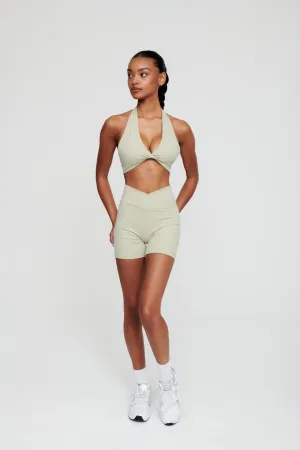 Moss Green Crossover Waist Shorts