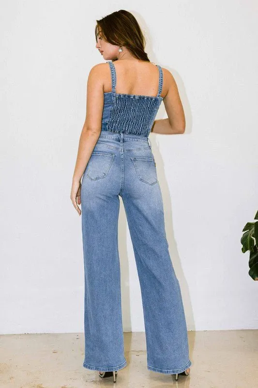 #OOTD Distressed High Waist Wide Leg Jeans