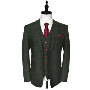 Peaky Green With Yellow & Red Windowpane Tweed jacket