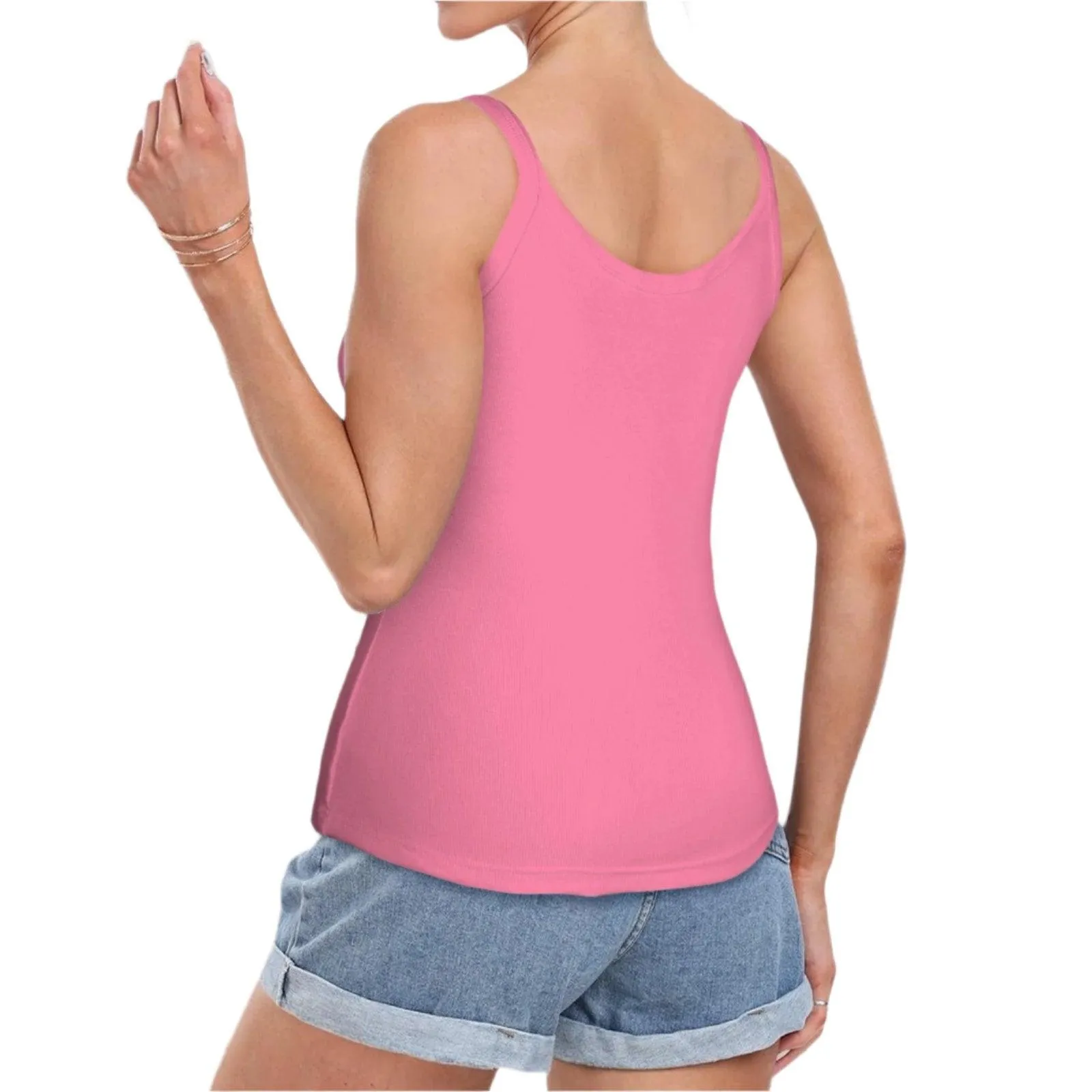 Perl Pink Ribbed Knit Tank Top