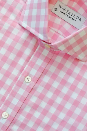 Pink Large Gingham Check Poplin Ladies Bespoke Shirt