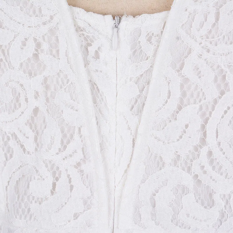 Plus Size Elegant Short Sleeve Lace Long Dress