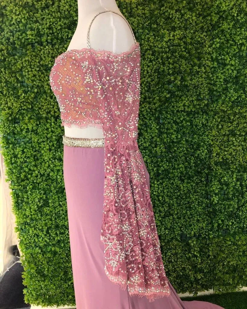 Promfast Chic Sheath Spaghetti Straps Pink Long Sleeves Prom Dresses Evening Dress PFP1774