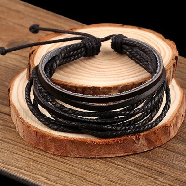 Rustic Leather Wrap Bracelet