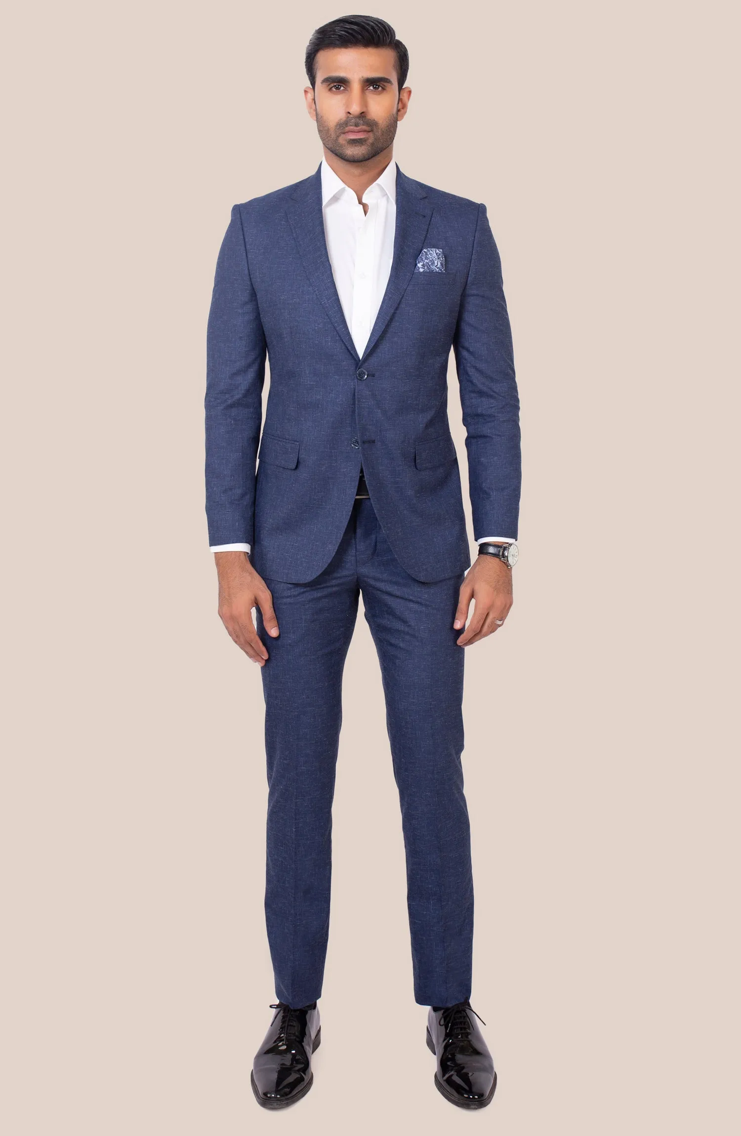 SHARP NAVY TEXTURED SUIT