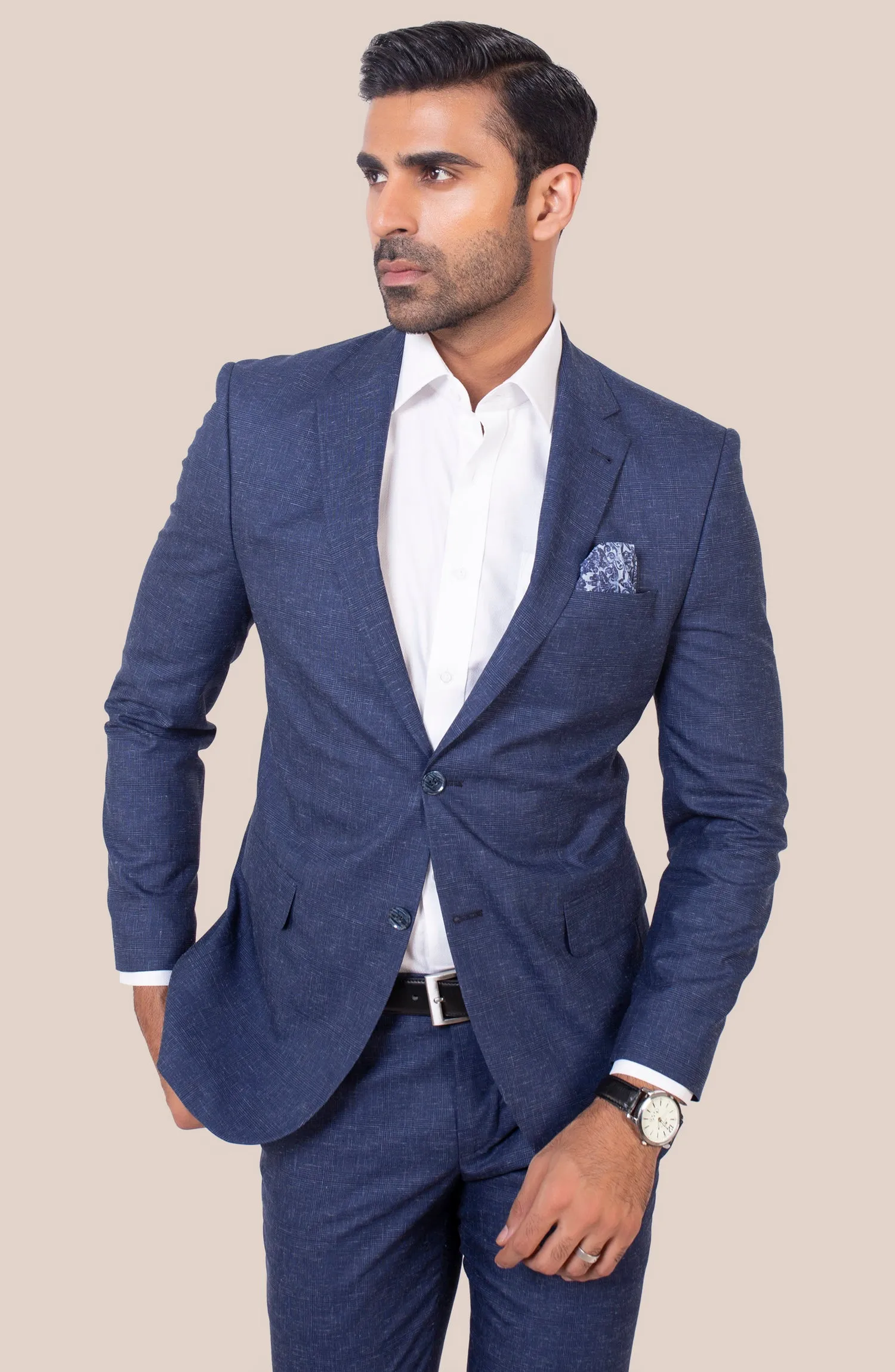 SHARP NAVY TEXTURED SUIT
